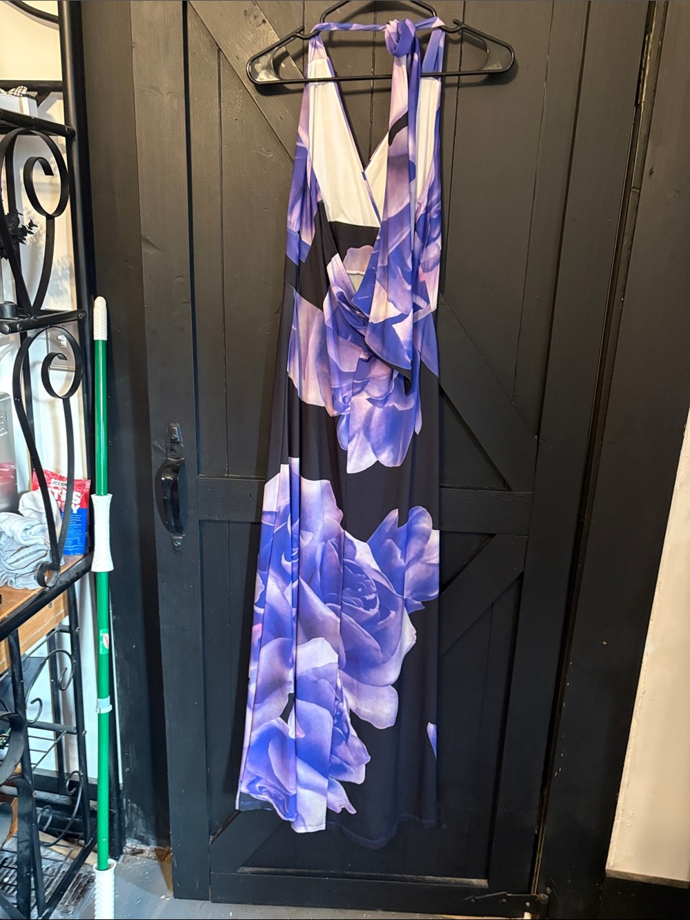 Blue & Black Floral Halter Maxi Dress - Picture 5 of 5